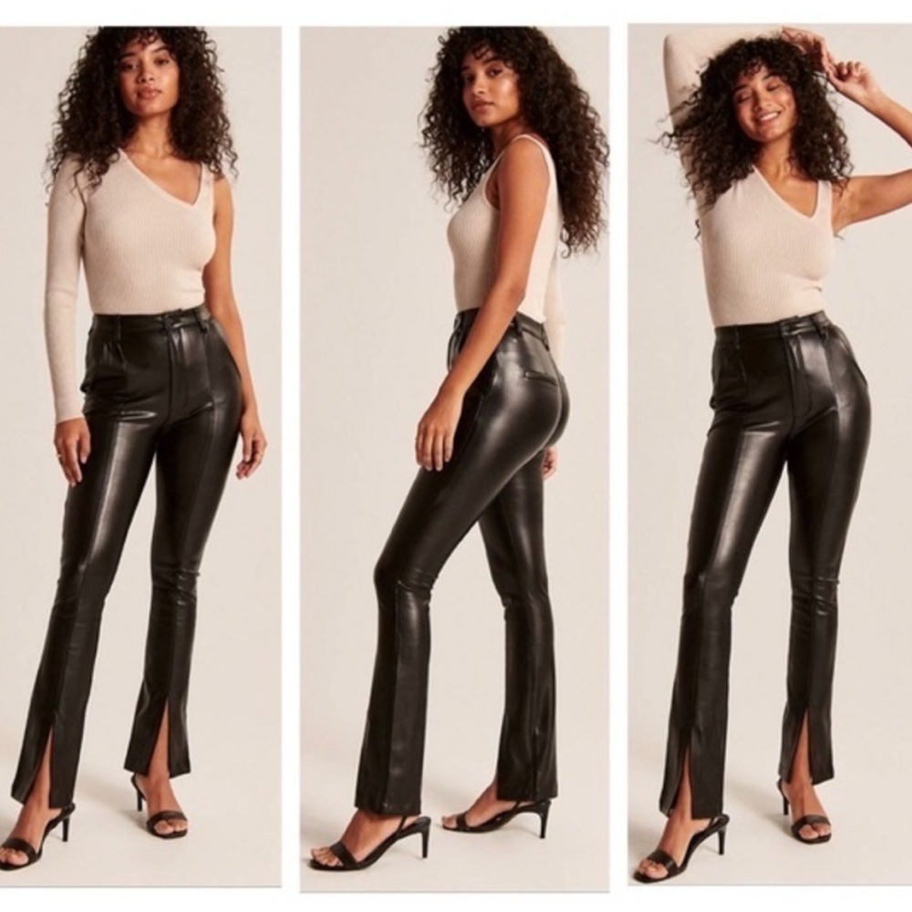 Abercrombie & Fitch Vegan Leather Split Hem Skinny Ultra High Rise Pants 24/00